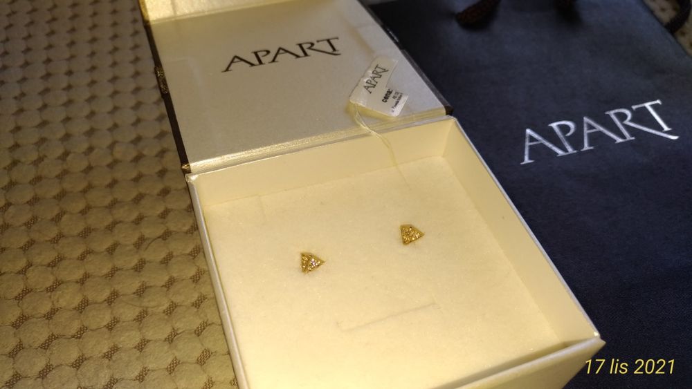 Złote kolczyki Apart trójkąty z cyrkoniami pr. 333