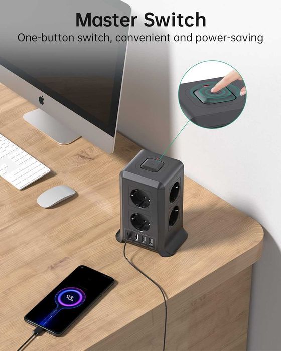 Tomada vertical eléctrica extensão vertical torre de alimentação NOVO