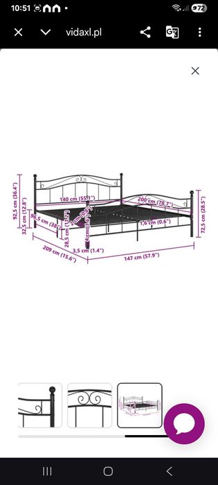 Rama lozka metalowa 2x1,4
