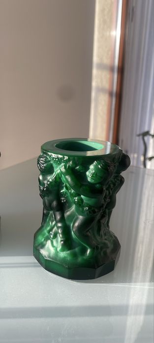 Wazon szkło malachitowe Bohemia,1934-39