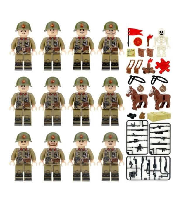 Klocki figurki żołnierze Rosjanie II wojna światowa kompatybilne z Lego żołnierze II Wojna Światowa Rosjanie