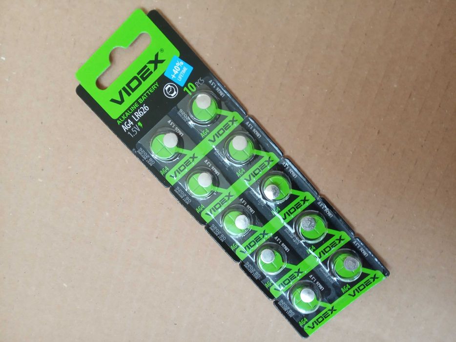 Батарейка Videx Alkaline АG4 LR626 в блістері 10 батарейок