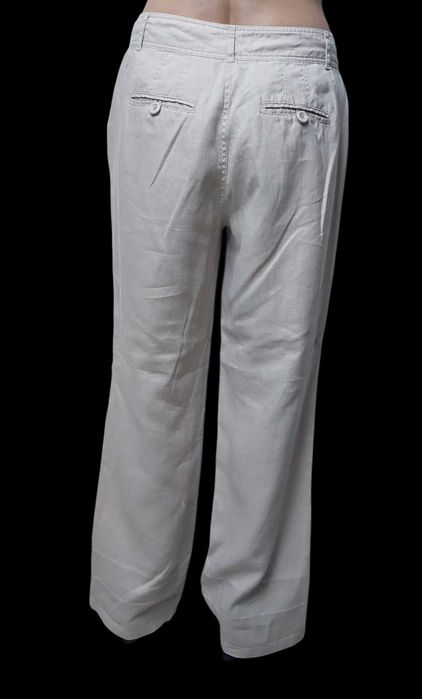 Beżowe szerokie spodnie 100% LEN CAPPUCCINI, R. XL