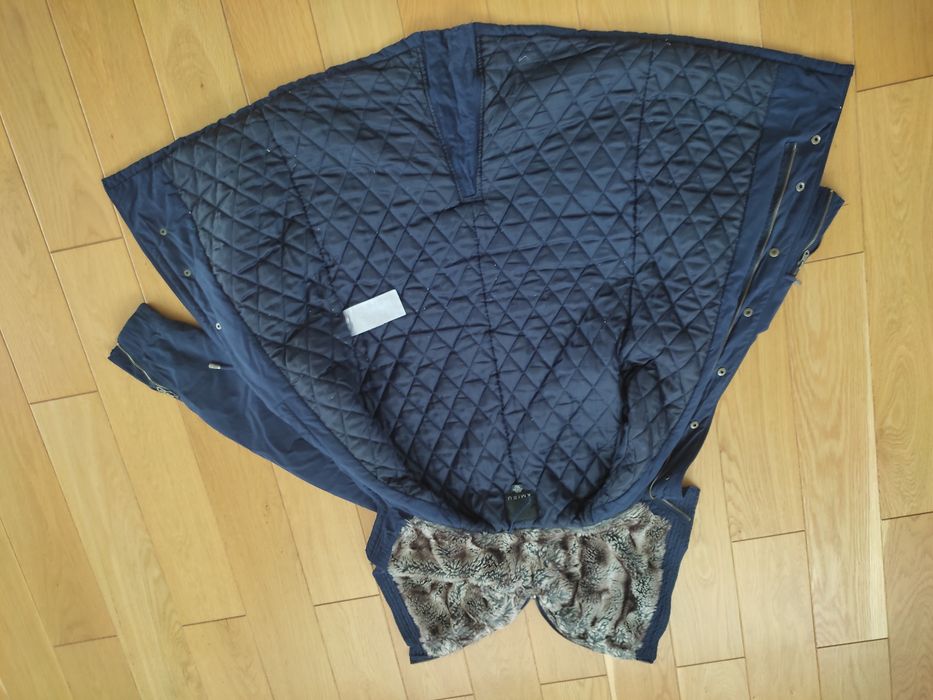 długa kurtka parka z kapturem 34/ 36 XS/S