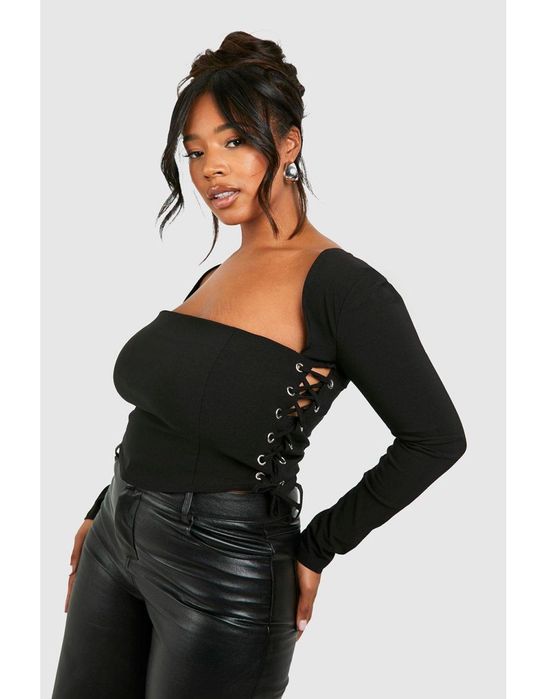 Корсетний топ зі шнурівкою та квадратним вирізом 5XL-6XL BOOHOO
