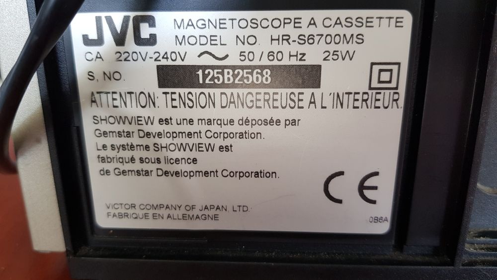 JVC Video SVH-S HR-S6700 S/comando.