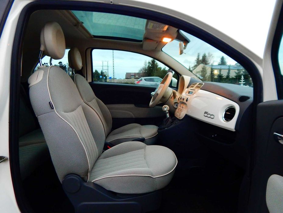 Fiat 500 1.2 Lounge 2014 bogata wersja biały środek bezwypadkowy