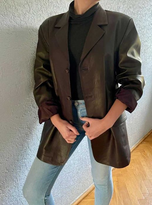 Modna marynarka, kurtka skórzana, oversize, stan idealny