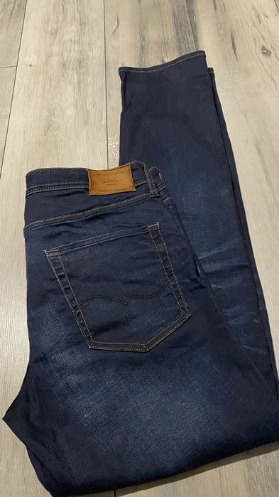 Spodnie Jack&Jones 34/34 Slim Straight/ TIM granatowe jeansy męskie