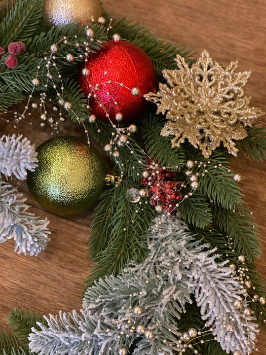 Гірлянда новорічна штучна хвоя, віночок різдвяний