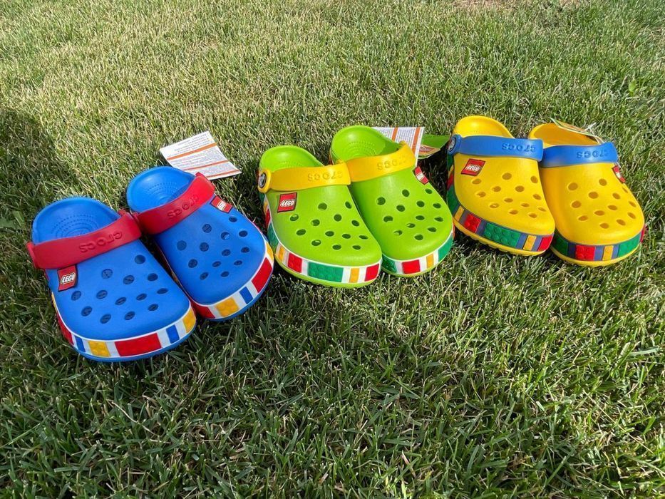 Купить детские кроксы crocs lego дитячі крокси cині, жовті, зелені