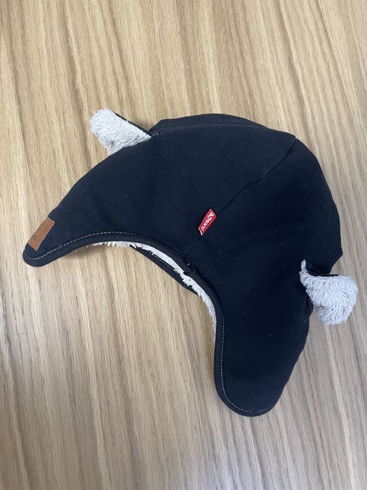 Czapka chłopieca -czarna pilotka zimowa