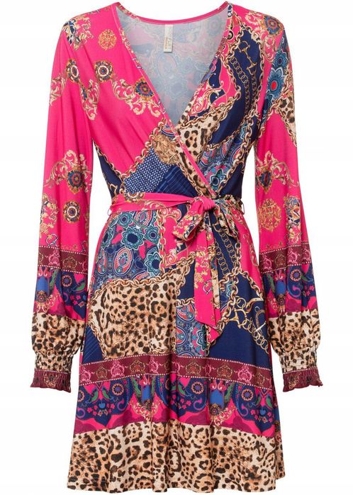 B.P.C różowa sukienka z nadrukiem ^36/38