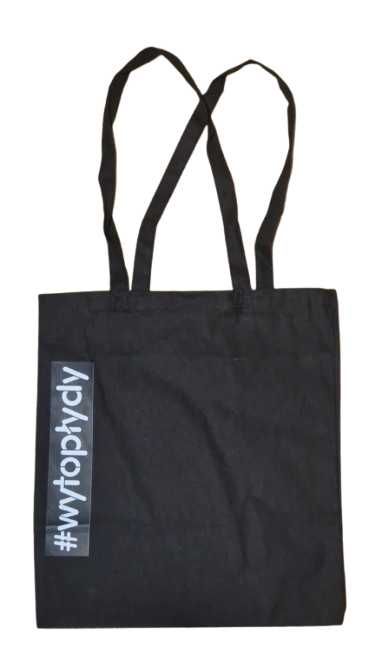 Czarna torba bawełniana z nadrukiem #wytoplydy Stylowa i praktyczna