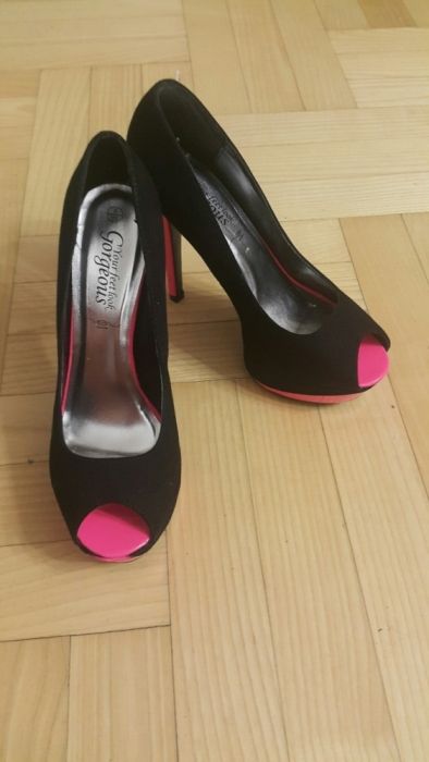 Nowe szpilki New Look 39 zamsz lakierowane czarne różowe