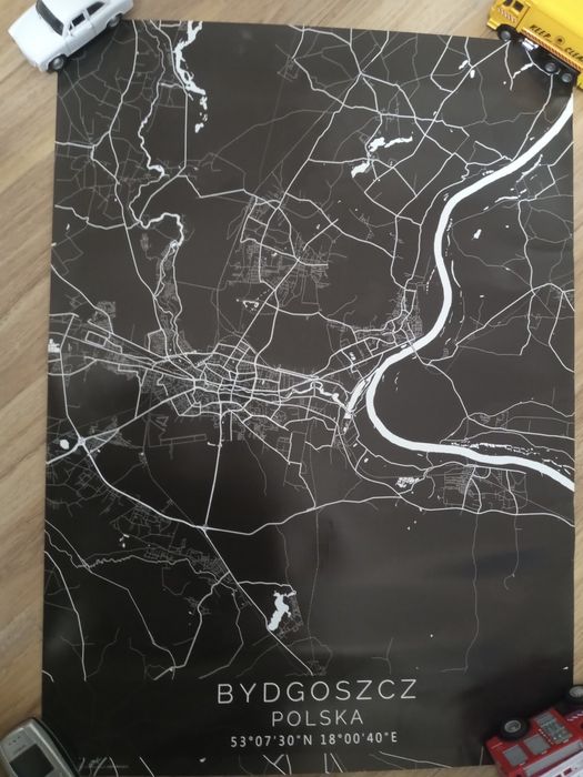 Bydgoszcz plakat miasta premium z mapą stan idealny 50x70cm