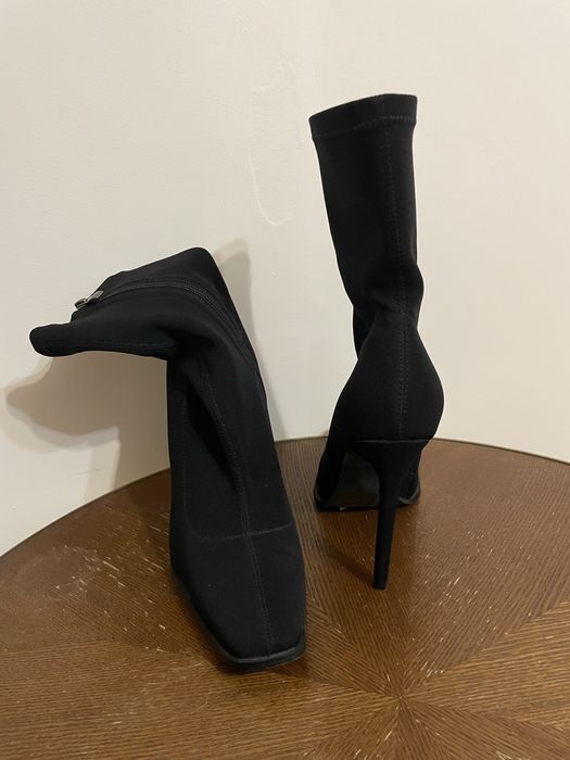 Botki | wysoka cholewka | obcas | czarne dopasowane