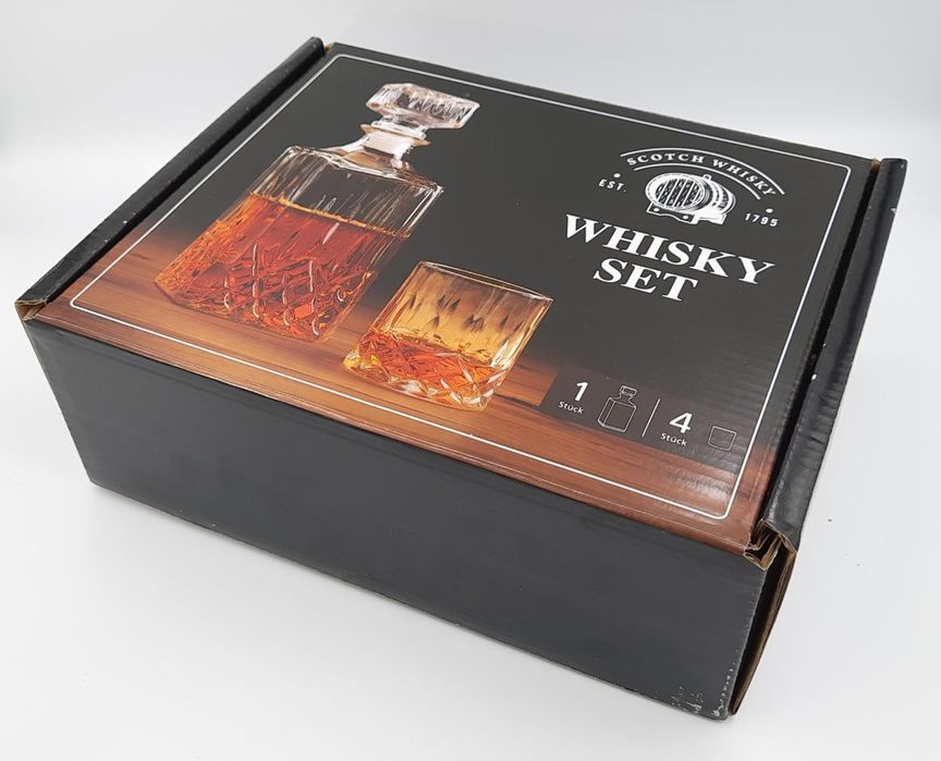 Nowy Zestaw do whisky drinków karafka 900 ml 4 szklanki prezent