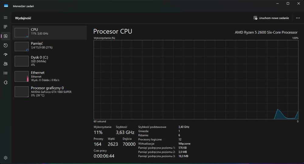 Komputer Gamingowy Ryzen 5 2600 GTX 1660 SUPER 16GB RAM **DOWÓZ**