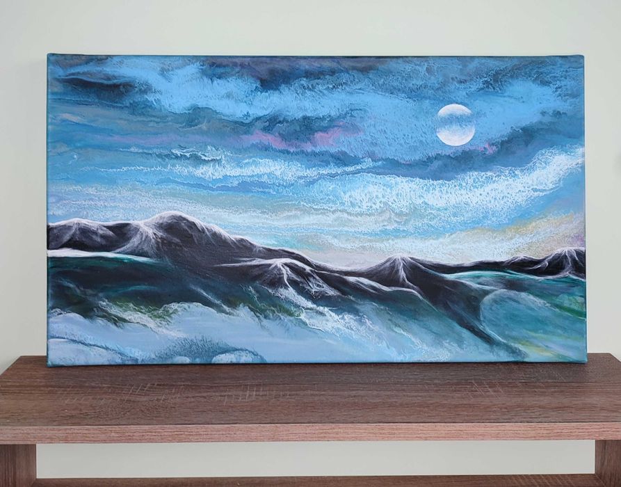 Ręcznie malowany Krajobraz górski Płótno 40x70 Pejzaż akrylowy