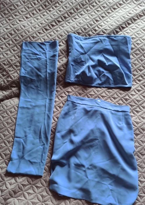 Vintage komplet zestaw top i spódnica mini viral denim Basic komplet c