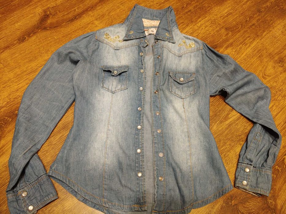 Koszula jeansowa złoty haft Blue Rags