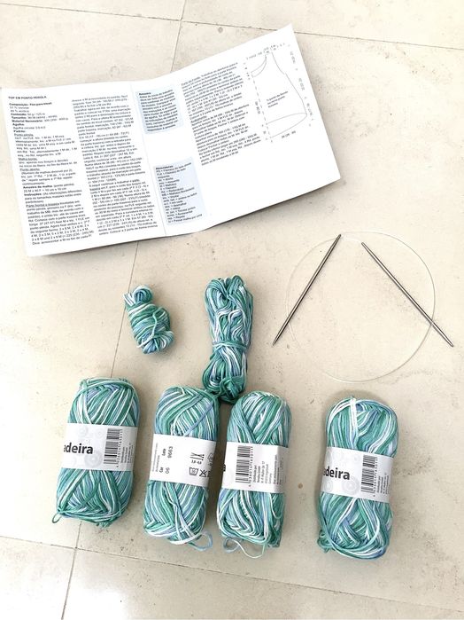 Fios e agulha para tricot
