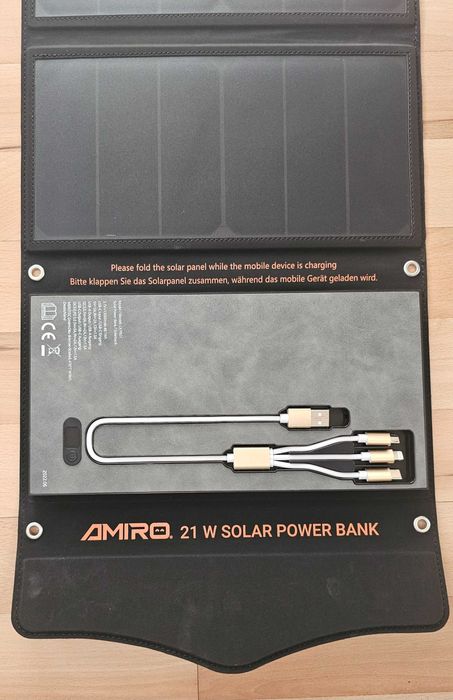 AMIRO 21W Solar Power Bank 13000mAh Panel Solarny USB-C NOWY