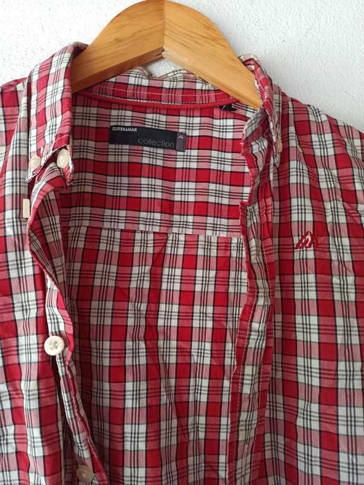 Camisa Quebramar vermelha e branca ao xadrez