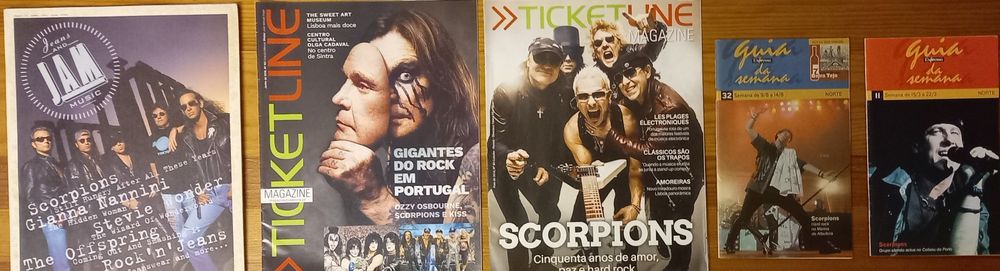 Scorpions na JAM music 1995 mais quatro 2002, 2016 e 2018
