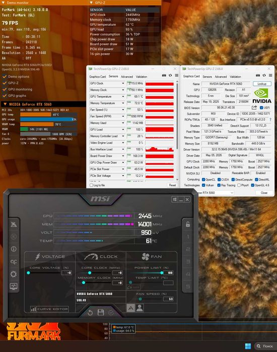 Видеокарта MSI GeForce RTX 5060 8G SHADOW 2X OC 1 шт. GENTLY USED!
