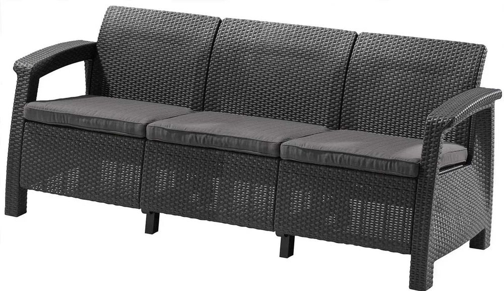 Диван для саду і тераси тримісний Keter Corfu Love Seat Max 258975 графіт