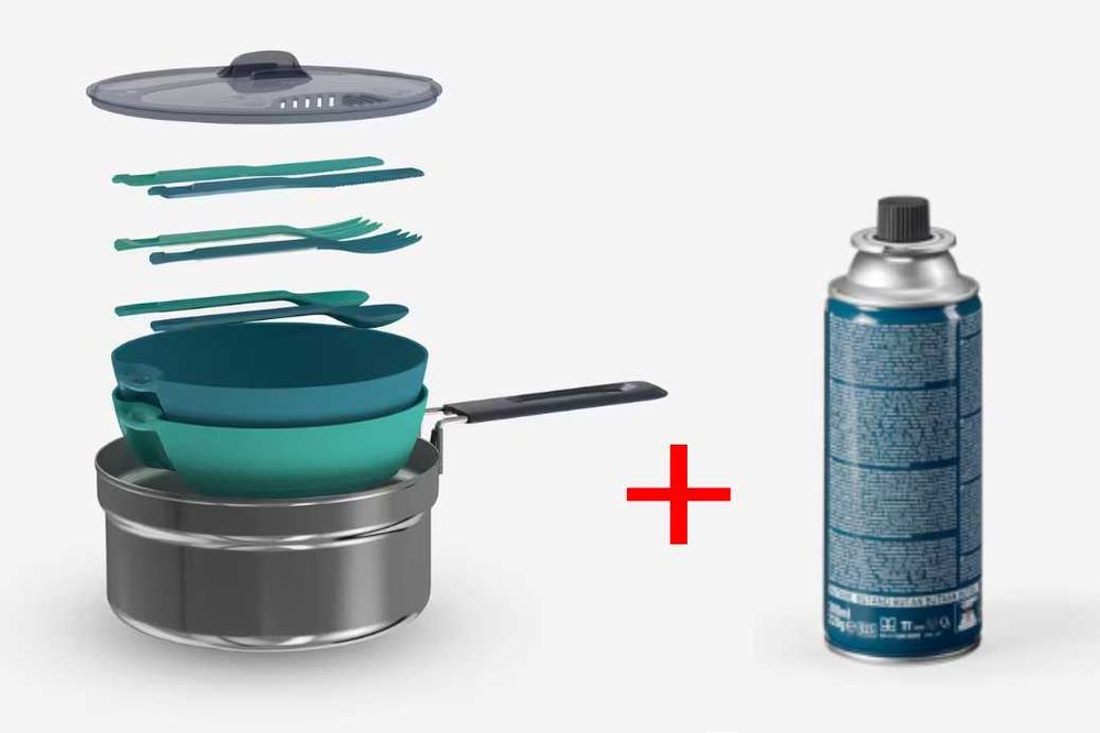 Fogão De Camping Novo + Panela e Talheres