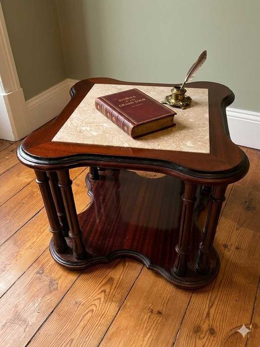 Vintage Side Table with Marble Top