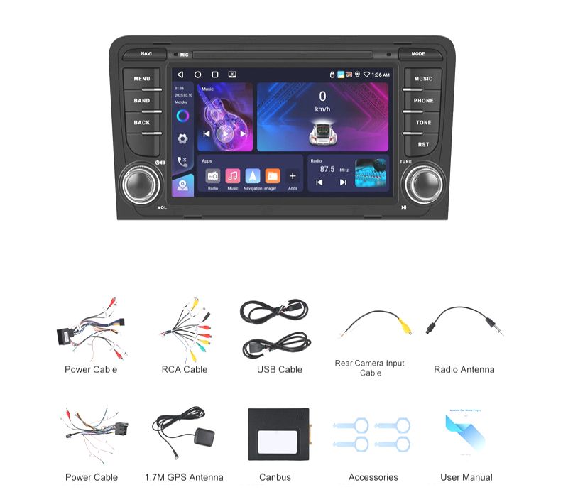 RÁDIO GPS ANDROID 13 AUDI A3 8P 03-13