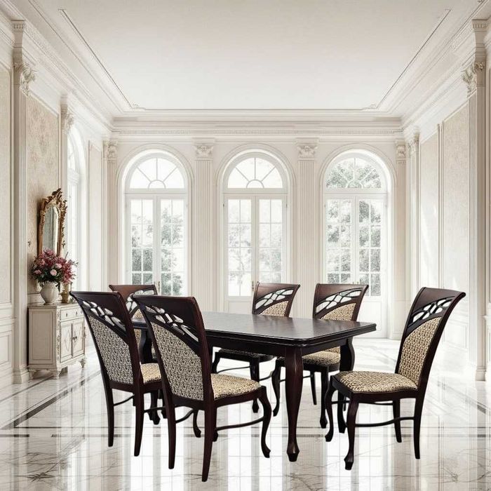 Krzesło do jadalni salonu klasyczne tapicerowane drewniane eleganckie