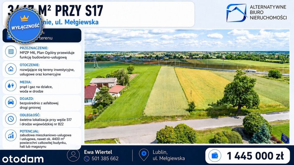 3467m² przy S17 Plan Ogólny nawet 4400 m² zabudowy