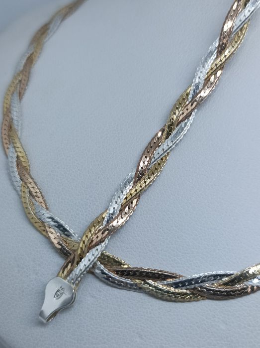 Srebrny pozłacany komplet biżuterii łańcuszek i bransoletka próba 925