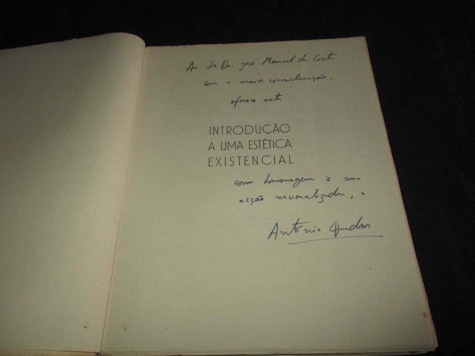 Livro Introdução a uma estética existencial António Quadros Autografad