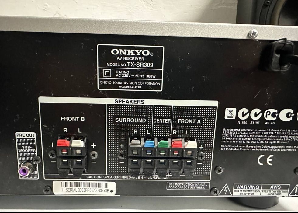 5.1 Amplituner Onkyo TX-SR 309, 5*125 Wat