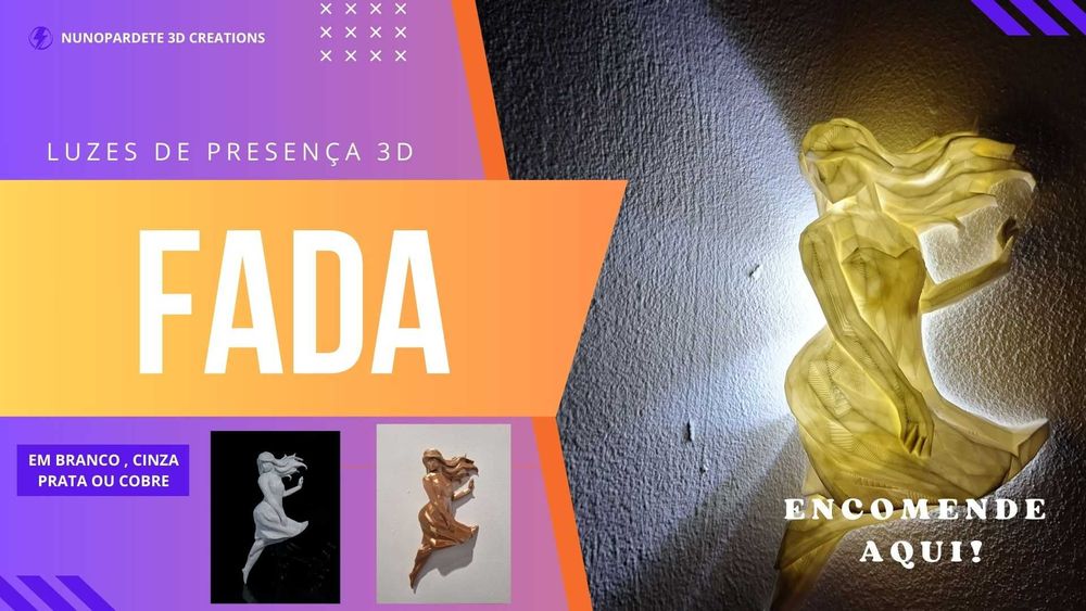 Luzes de Presença, a pilhas. feitas em impressoras 3D