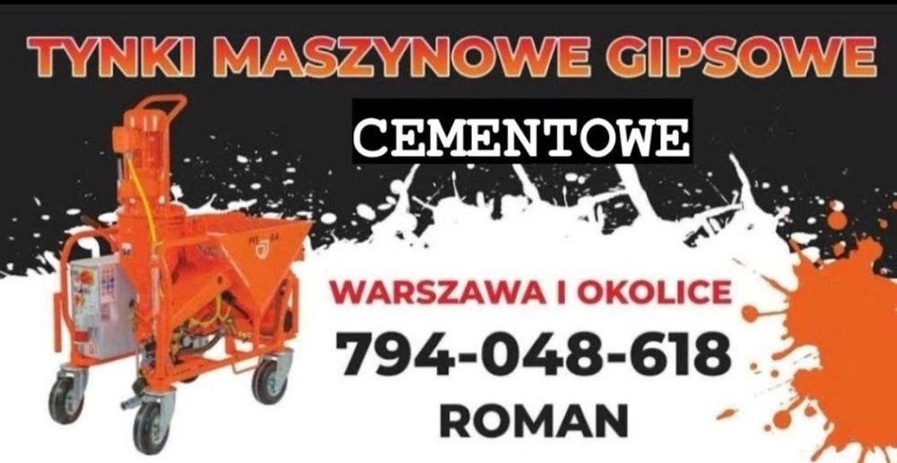 Tynki maszynowe GLINIANE/ Gipsowe/ Hybrydowy/ Cementowe/ Akustyczne