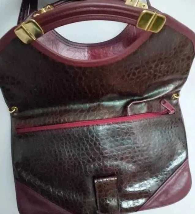 Torebka skóra węża bordowa