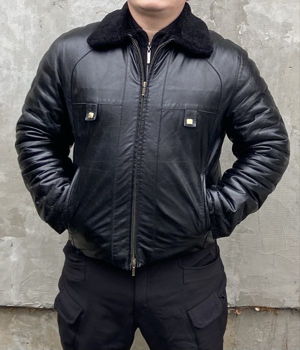 дубленка мужская кожаная черная