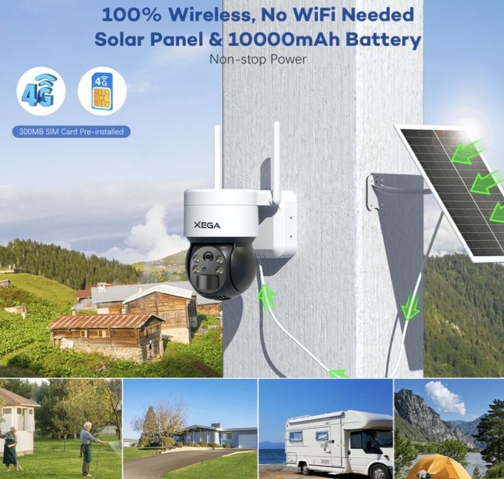 Câmara de segurança Xega XG-03 4G LTE , solar, IP66