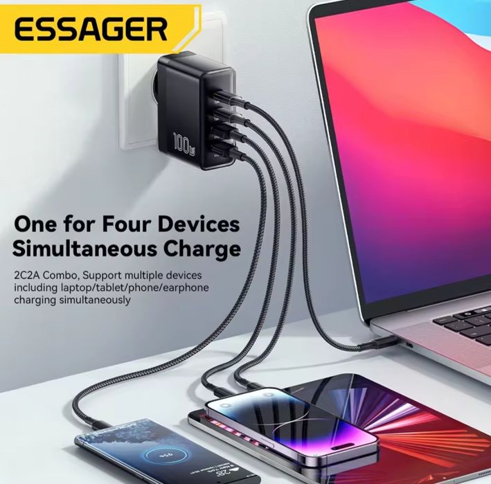 Блочок Швидкої зарядки ESSAGER 100W.