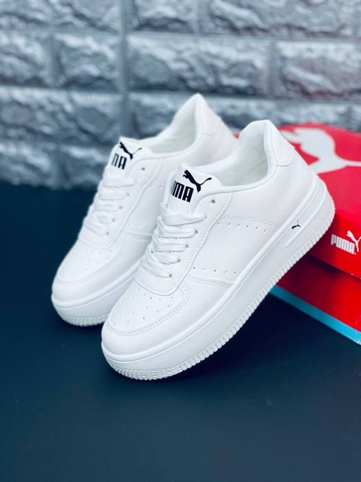 Кеды женские Puma белые/ кроссовки на весну кожаные женские/ пума кожа