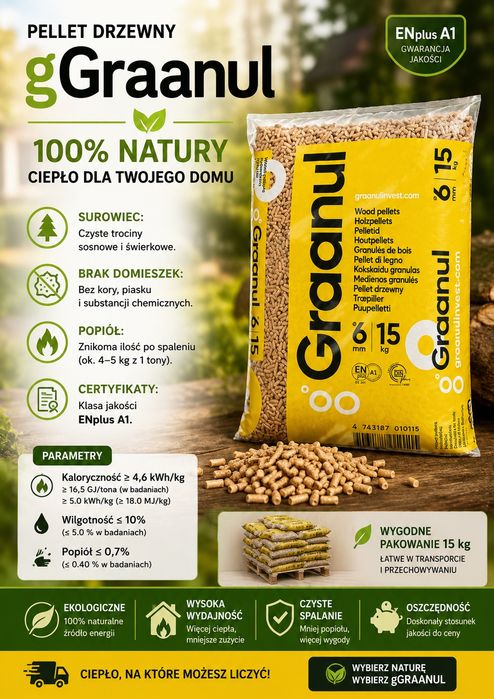 Pellet drzewny  A1 certyfikat  6mm