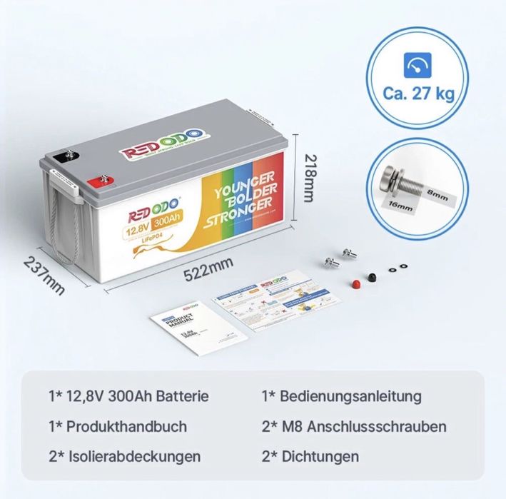 Акумулятор redodo 12,8V 300Ah LiFePO4