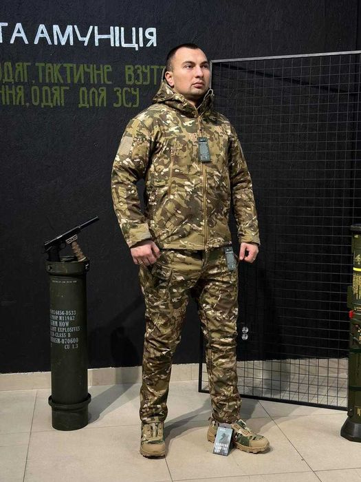 Комплект 3в1 Vanguard Мультикам USA  Тактичний костюм Softshell + термобілизна Esdy + берці Esdy автошнурівка S-XXXL